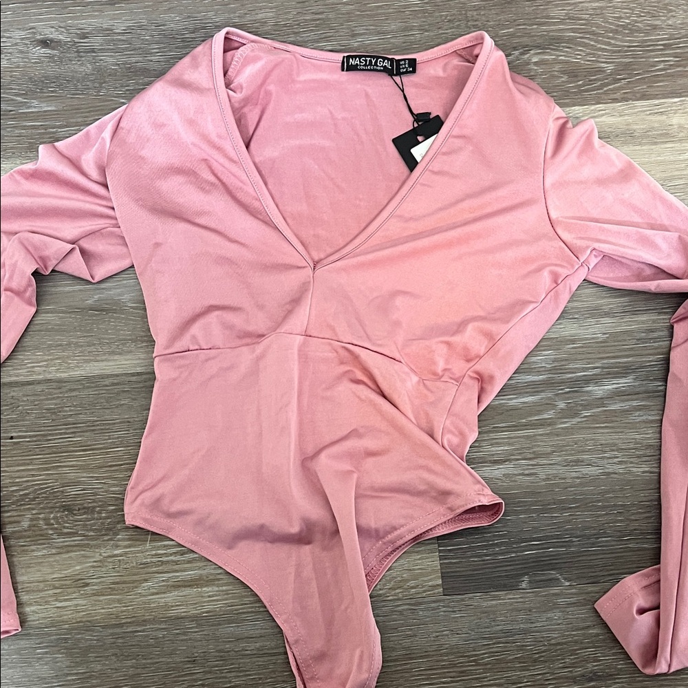 Nasty Gal Blush Plunging Bodysuit